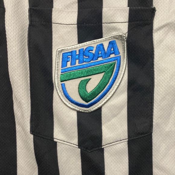 Vintage FHSAA SMITTY Football Officials Referee Shirt 2" Stripe Men XL - Picture 4 of 8